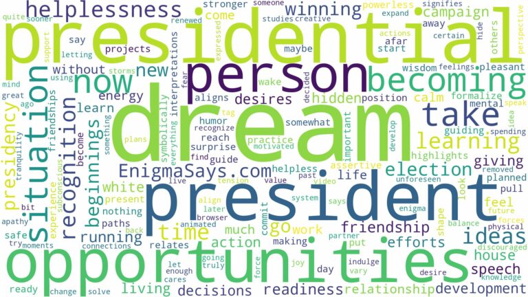 dream of becoming president and related dreams with their meanings in a word cloud