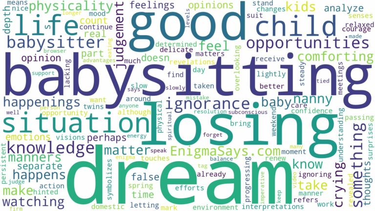 dream of being a babysitter and related dreams with their meanings in a word cloud
