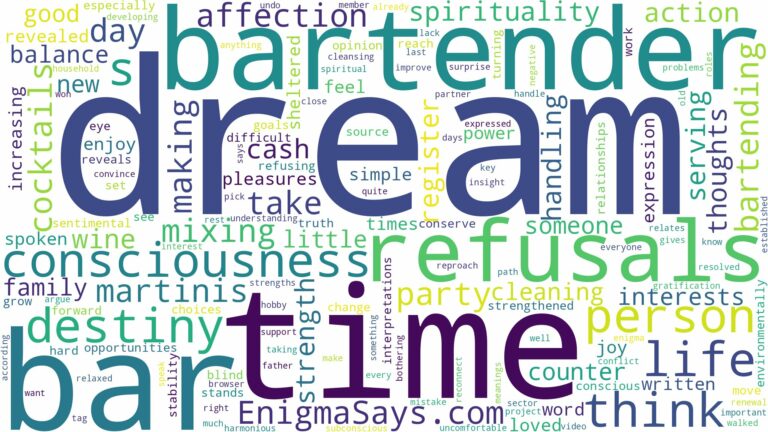 dream of being a bartender and related dreams with their meanings in a word cloud