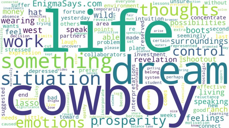 dream of being a cowboy and related dreams with their meanings in a word cloud