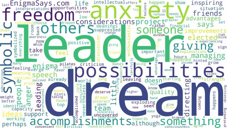 dream of being a leader and related dreams with their meanings in a word cloud