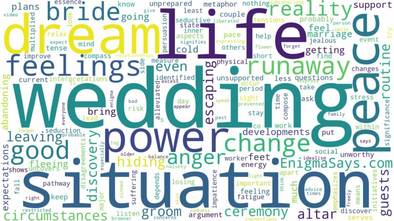 dreaming of being a runaway bride and related dreams with their meanings in a word cloud