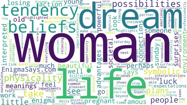 dream of being a woman and related dreams with their meanings in a word cloud