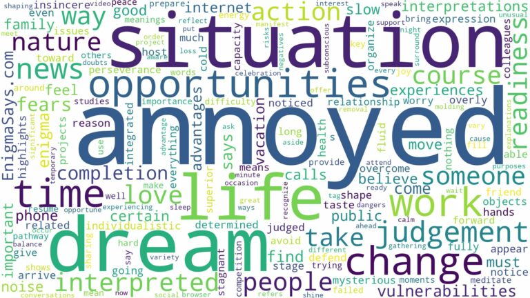 dream of being annoyed and related dreams with their meanings in a word cloud