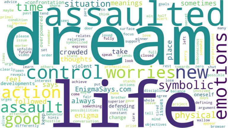 dream of being assaulted and related dreams with their meanings in a word cloud