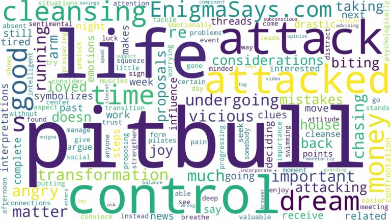 dreaming of being attacked by pitbull and related dreams with their meanings in a word cloud