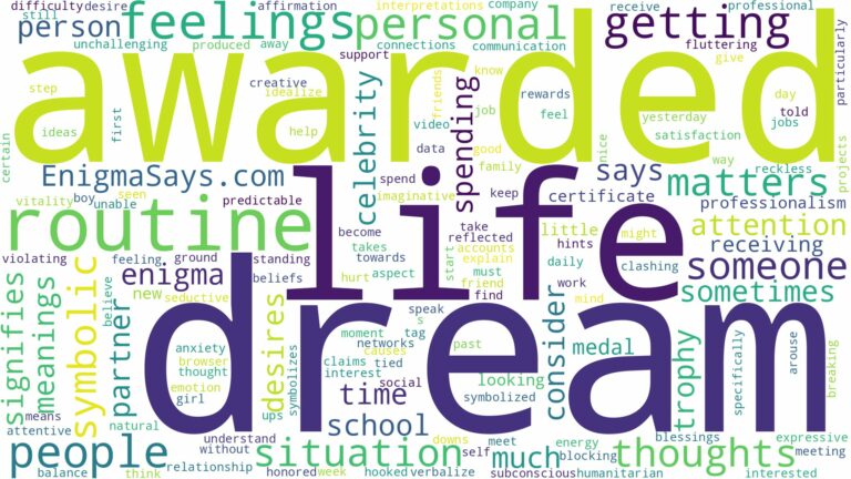 dream of being awarded and related dreams with their meanings in a word cloud