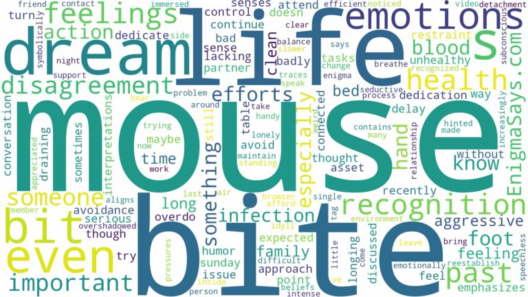 dreaming of being bit by a mouse and related dreams with their meanings in a word cloud