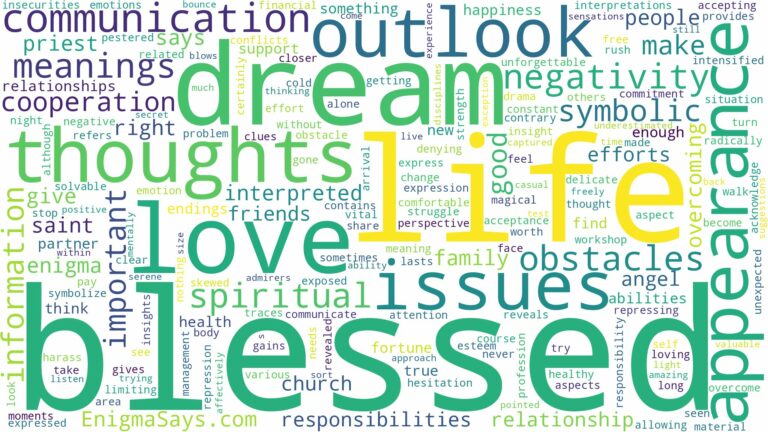 dream of being blessed and related dreams with their meanings in a word cloud