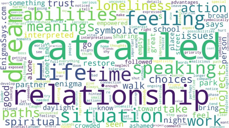 dream of being catcalled and related dreams with their meanings in a word cloud