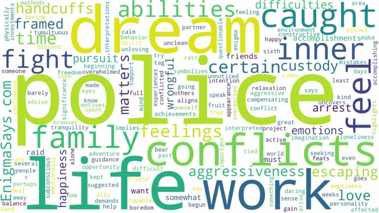 dreaming of being caught by police and related dreams with their meanings in a word cloud