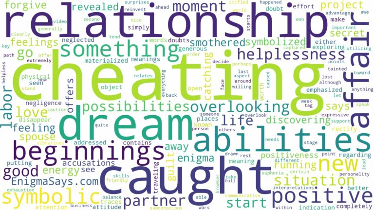 dreaming of being caught cheating and related dreams with their meanings in a word cloud