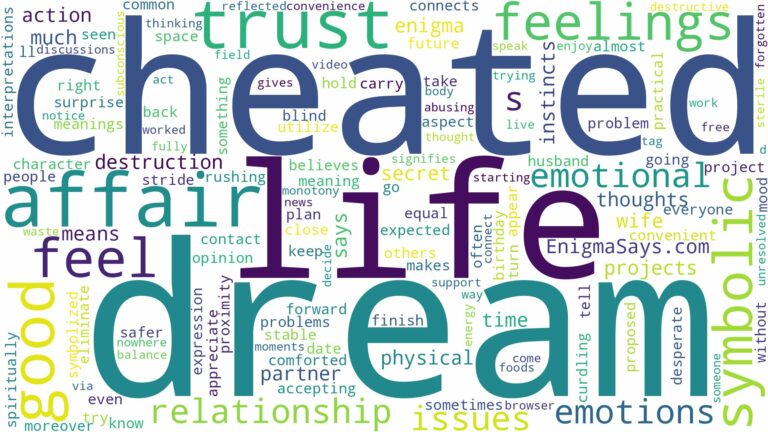 dream of being cheated on and related dreams with their meanings in a word cloud