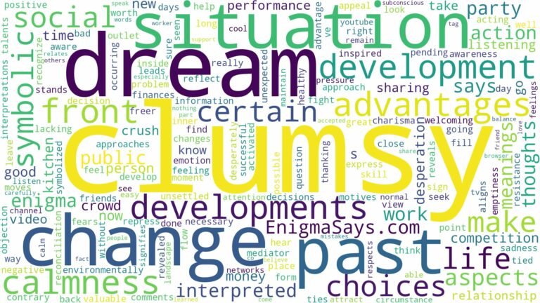 dream of being clumsy and related dreams with their meanings in a word cloud