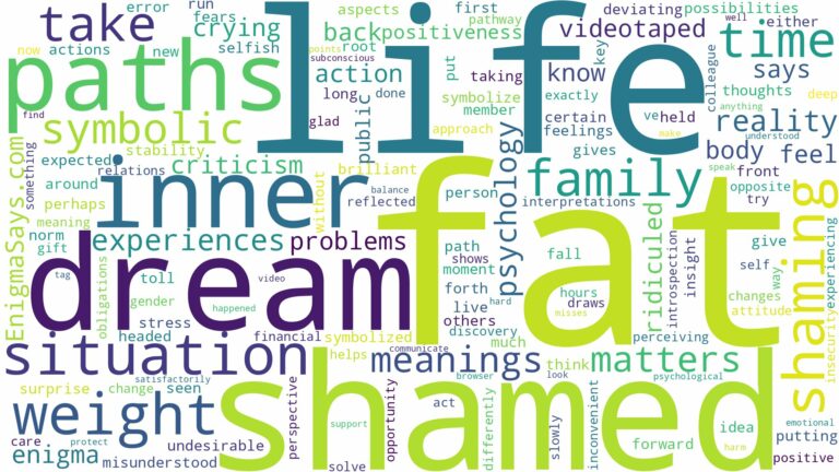 dreaming of being fat shamed and related dreams with their meanings in a word cloud