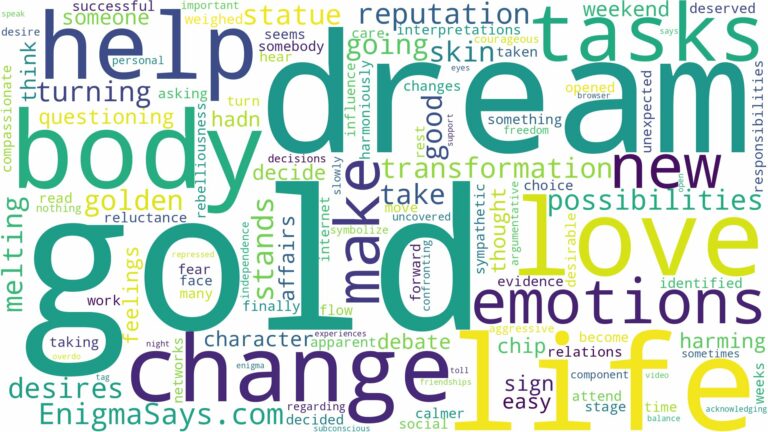 dream of being gold and related dreams with their meanings in a word cloud