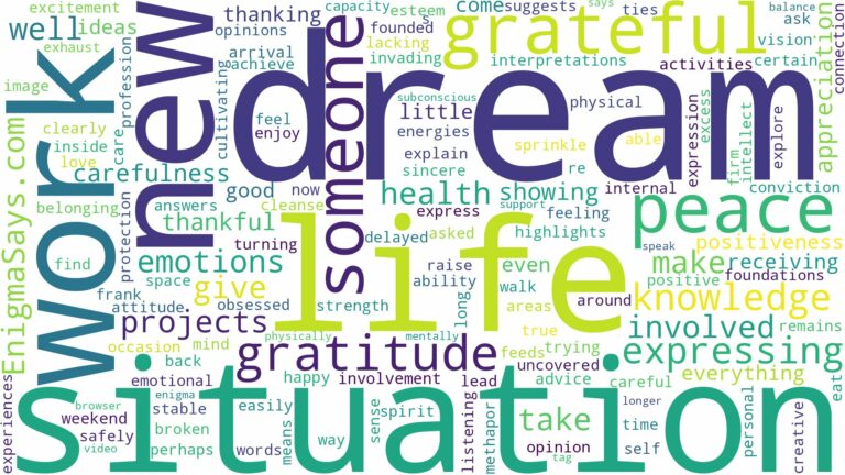 dream of being grateful and related dreams with their meanings in a word cloud