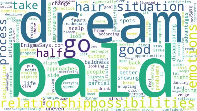 dreaming of being half bald and related dreams with their meanings in a word cloud