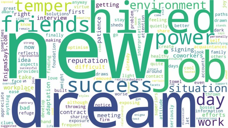 dreaming of being hired for a job and related dreams with their meanings in a word cloud