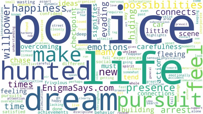 dreaming of being hunted by police and related dreams with their meanings in a word cloud