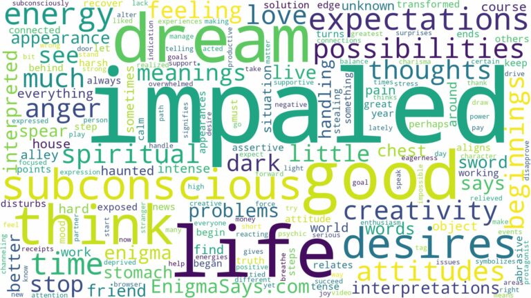 dream of being impaled and related dreams with their meanings in a word cloud