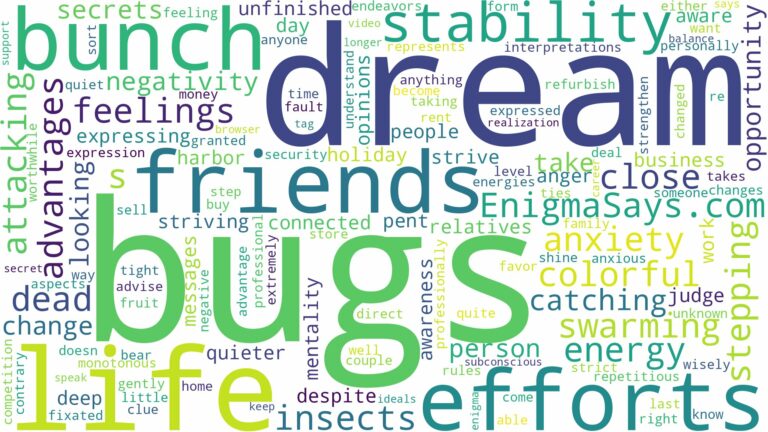 dream about a bunch of bugs and related dreams with their meanings in a word cloud