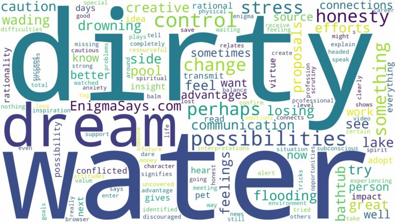dreaming of being in dirty water and related dreams with their meanings in a word cloud