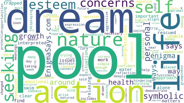 dream of being in pool and related dreams with their meanings in a word cloud