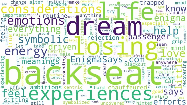 dream of being in the backseat and related dreams with their meanings in a word cloud