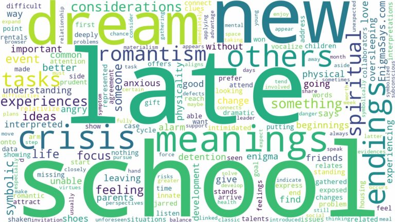 dreaming of being late to school and related dreams with their meanings in a word cloud