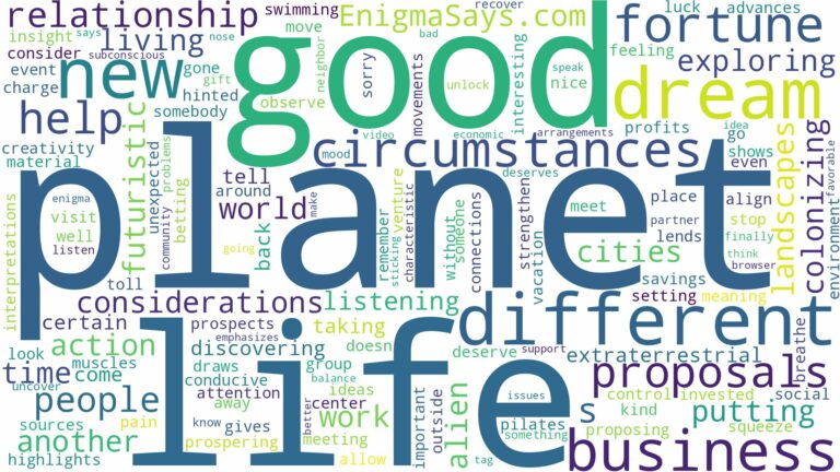 dreaming of being on a different planet and related dreams with their meanings in a word cloud