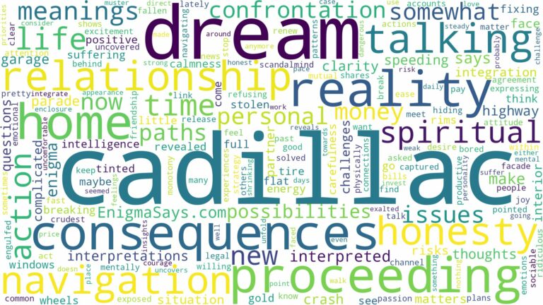 dream about a cadillac and related dreams with their meanings in a word cloud
