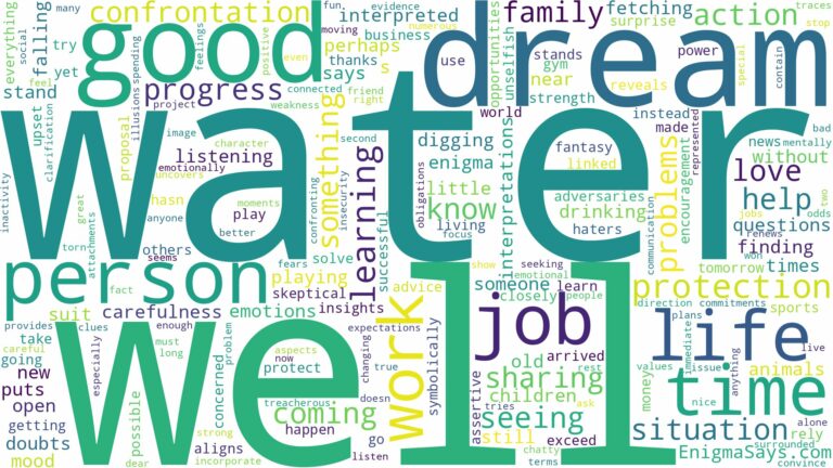 dream about a water well and related dreams with their meanings in a word cloud