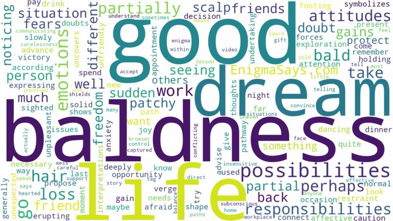 dreaming of being partially bald and related dreams with their meanings in a word cloud