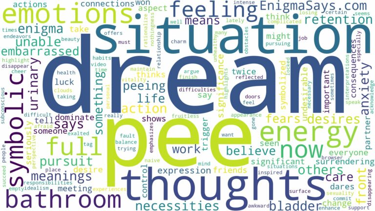 dream of being pee and related dreams with their meanings in a word cloud