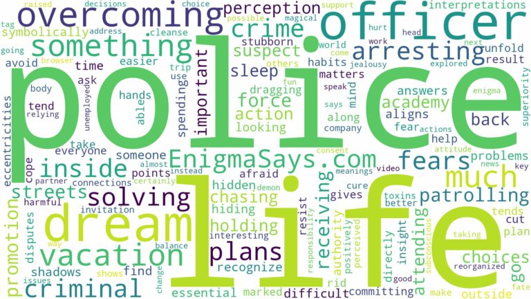 dreaming of being police officer and related dreams with their meanings in a word cloud