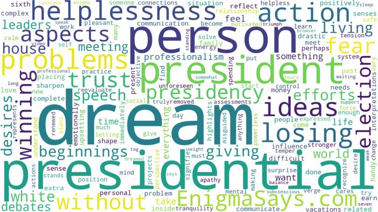 dream of being president and related dreams with their meanings in a word cloud