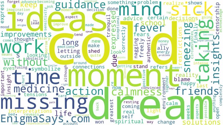 dreaming of being sick with a cold and related dreams with their meanings in a word cloud