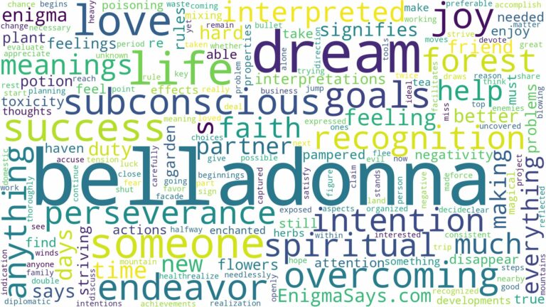 dream about belladonna and related dreams with their meanings in a word cloud