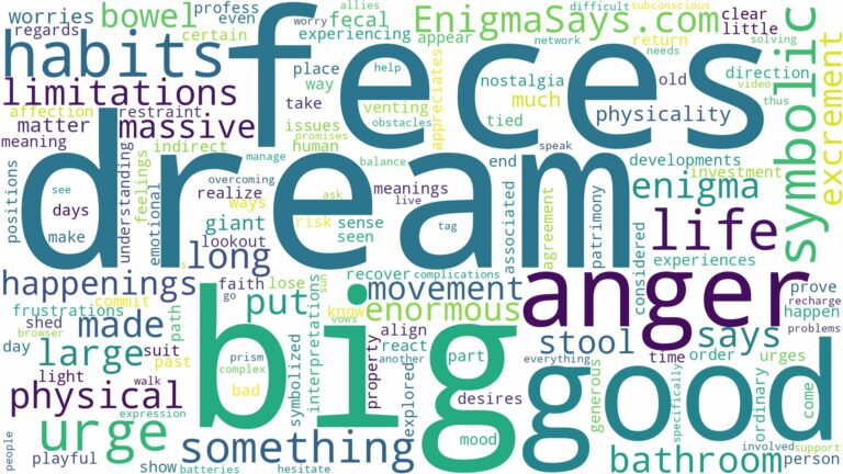 dream about big feces and related dreams with their meanings in a word cloud