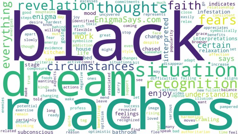 dream about black roaches and related dreams with their meanings in a word cloud
