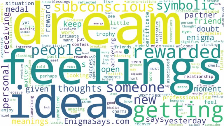 dream of being rewarded and related dreams with their meanings in a word cloud