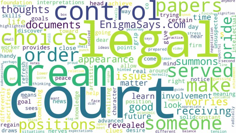 dreaming of being served court papers and related dreams with their meanings in a word cloud