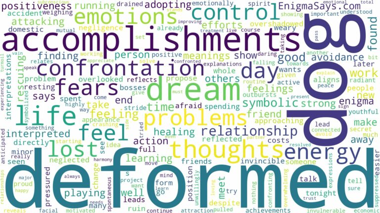 dream about deformed dog and related dreams with their meanings in a word cloud