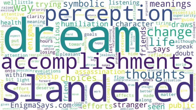 dream of being slandered and related dreams with their meanings in a word cloud