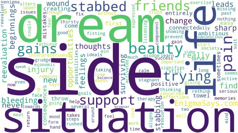 dreaming of being stabbed in the side and related dreams with their meanings in a word cloud
