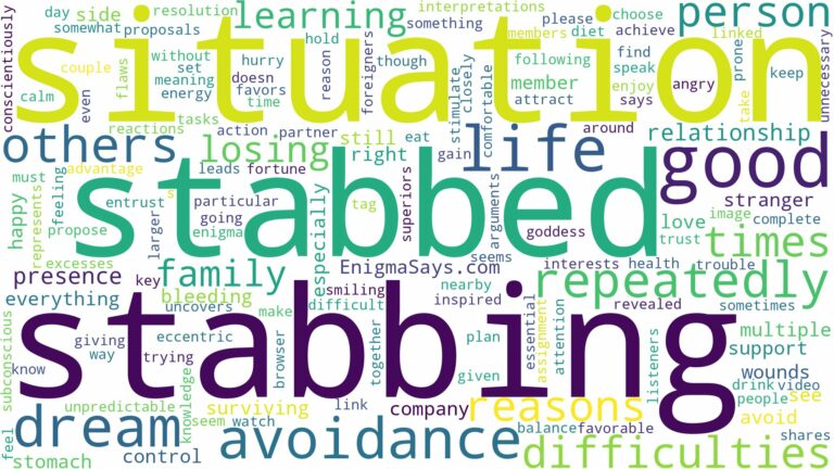 dreaming of being stabbed repeatedly and related dreams with their meanings in a word cloud