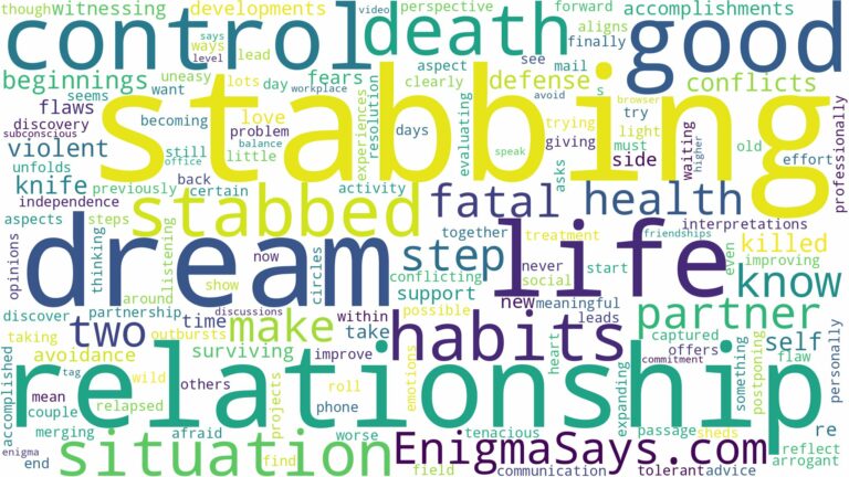 dreaming of being stabbed to death and related dreams with their meanings in a word cloud