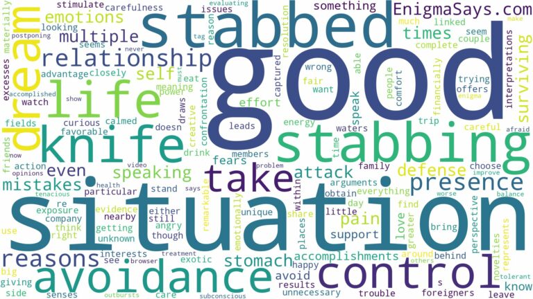 dreaming of being stabbed with knife and related dreams with their meanings in a word cloud