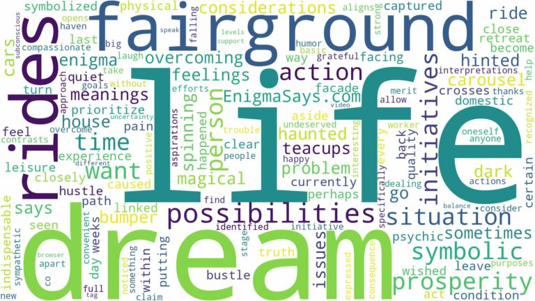 dream about fairground rides and related dreams with their meanings in a word cloud